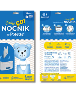 Potette EasyGo nocnik turystyczny skladany jasnoszary 15 m opakowanie na białym tle